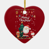Funny Santa, Snowman, Reindeer Merry Kerstmis Keramisch Ornament (Voorkant)