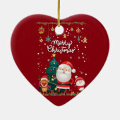 Funny Santa, Snowman, Reindeer Merry Kerstmis Keramisch Ornament (Achterkant)