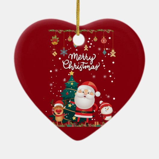 Funny Santa, Snowman, Reindeer Merry Kerstmis Keramisch Ornament (Achterkant)