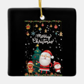 Funny Santa, Snowman, Reindeer Merry Kerstmis Keramisch Ornament (Voorkant)