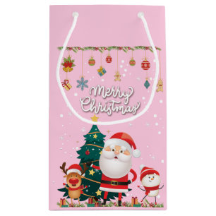 Funny Santa, Snowman, Reindeer Merry Kerstmis Klein Cadeauzakje