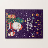 Funny Santa, Snowman, Reindeer Merry Kerstmis Legpuzzel (Horizontaal)