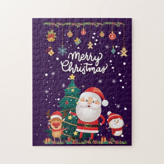 Funny Santa, Snowman, Reindeer Merry Kerstmis Legpuzzel (Verticaal)