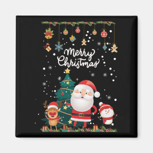Funny Santa, Snowman, Reindeer Merry Kerstmis Magneet