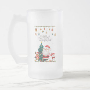 Funny Santa, Snowman, Reindeer Merry Kerstmis Matglas Bierpul
