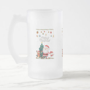 Funny Santa, Snowman, Reindeer Merry Kerstmis Matglas Bierpul