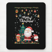 Funny Santa, Snowman, Reindeer Merry Kerstmis Muismat (Voorkant)