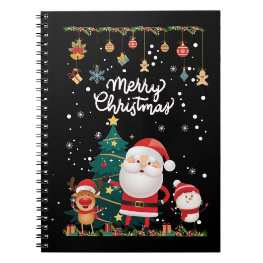 Funny Santa, Snowman, Reindeer Merry Kerstmis Notitieboek (Voorkant)