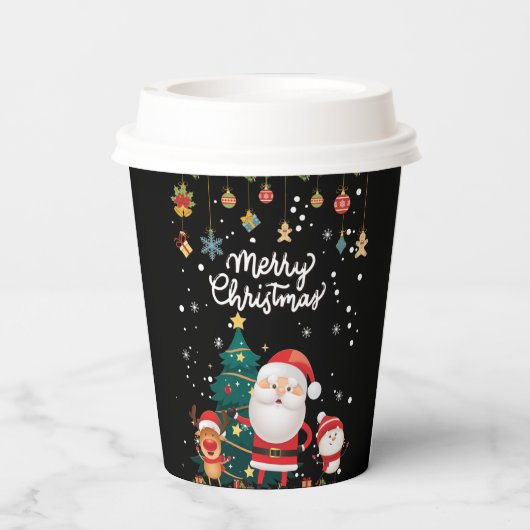 Funny Santa, Snowman, Reindeer Merry Kerstmis Papieren Bekers (Achterkant)