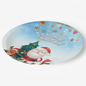 Funny Santa, Snowman, Reindeer Merry Kerstmis Papieren Bordje (Gekanteld)