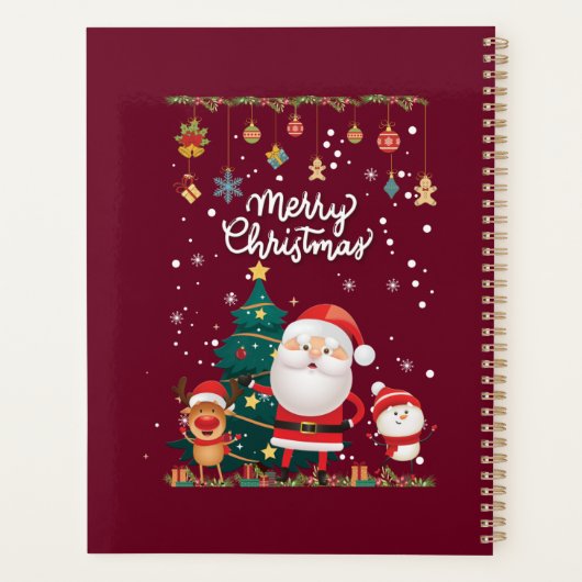 Funny Santa, Snowman, Reindeer Merry Kerstmis Planner (Achterkant)