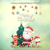Funny Santa, Snowman, Reindeer Merry Kerstmis Raamsticker (Vel 3)