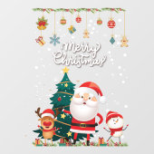Funny Santa, Snowman, Reindeer Merry Kerstmis Raamsticker (Vel)