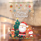 Funny Santa, Snowman, Reindeer Merry Kerstmis Raamsticker (Vel 2)