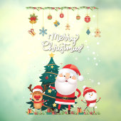 Funny Santa, Snowman, Reindeer Merry Kerstmis Raamsticker (Vel 3)