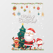 Funny Santa, Snowman, Reindeer Merry Kerstmis Raamsticker (Vel)