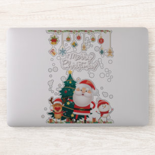 Funny Santa, Snowman, Reindeer Merry Kerstmis Sticker