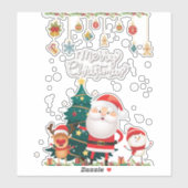 Funny Santa, Snowman, Reindeer Merry Kerstmis Sticker (Vel)