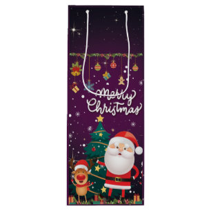 Funny Santa, Snowman, Reindeer Merry Kerstmis Wijn Cadeautas