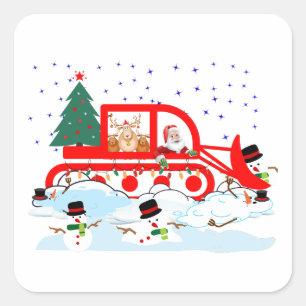 Funny Santa Snowpking Snowmen Vierkante Sticker