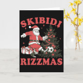 Funny Santa Soccer Skibidi Rizzmas Christmas Tree Kaart (Gele Bloem)