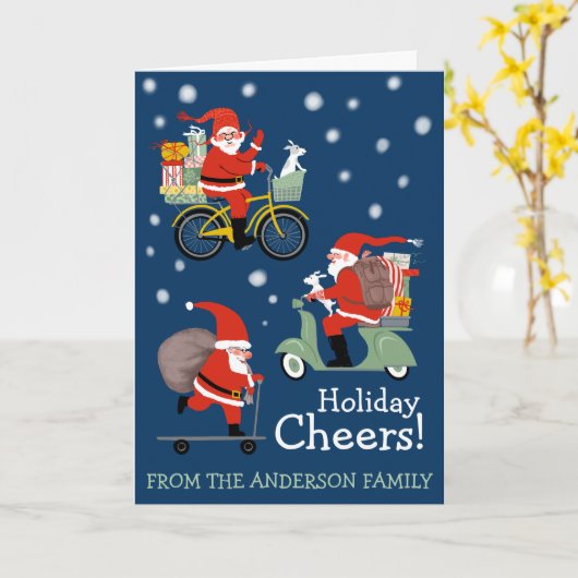 Funny Santa Special Delivery holiday Kaart (Gele Bloem)