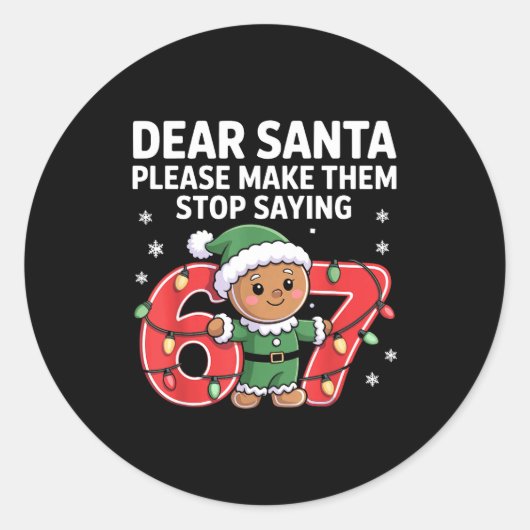 Funny Santa Stop 67 Gingerbread Six Seven Meme  Ronde Sticker (Voorkant)