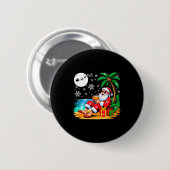 Funny Santa Sungles Drinking Coconut On Beach Chri Ronde Button 5,7 Cm (Voorkant /achterkant)