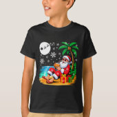 Funny Santa Sungles Drinking Coconut On Beach Chri T-shirt (Voorkant)