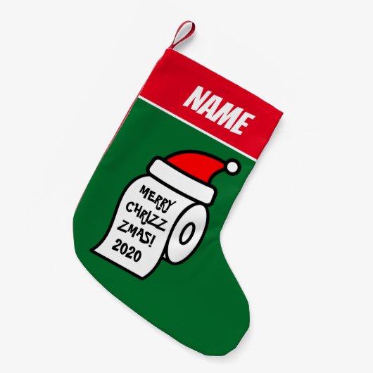 Funny santa toiletpapier rolquarantaine 2022 kleine kerstsok (Voorkant (Hangend))