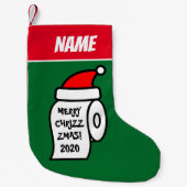 Funny santa toiletpapier rolquarantaine 2022 kleine kerstsok (Voorkant)