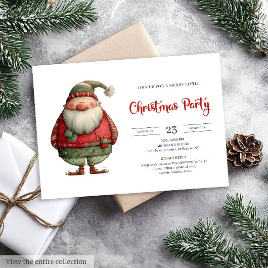 Funny Santa trendy red green Christmas invitation Kaart