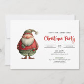Funny Santa trendy red green Christmas invitation Kaart (Voorkant)