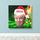 Funny Santa Trump 2024, kersttrump, cadeau Canvas Afdruk (Insitu (Houten vloer))