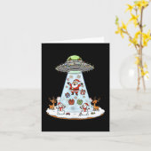 Funny Santa Ufo Delivery Happy Reindeer Snowman Ch Kaart (Gele Bloem)