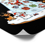 Funny Santa Ufo Delivery Happy Reindeer Snowman Ch Poster (Hoek)