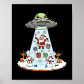 Funny Santa Ufo Delivery Happy Reindeer Snowman Ch Poster (Voorkant)