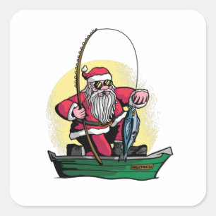 Funny Santa Vist kerstvis Vierkante Sticker