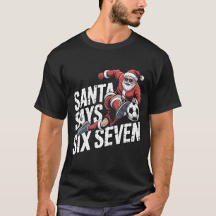 Funny Santa Voetbal Bal Kikkende Grafische T-shirt