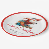 Funny Santa Watercolor Christmas Dinner Plates Papieren Bordje (Gekanteld)