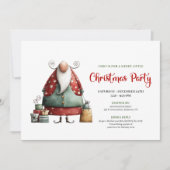 Funny Santa watercolor Christmas party invitation Kaart (Voorkant)