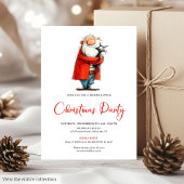 Funny Santa Watercolor Custom Holiday Invitation Kaart