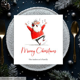 Funny Santa Watercolor Holiday Party Napkins Servet