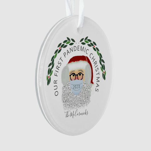 Funny Santa Wearing Face Mask Covid Personalized Ornament (voorkant)