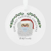 Funny Santa Wearing Face Mask Covid Personalized Ornament (achterkant)