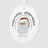 Funny Santa Wearing Face Mask Covid Personalized Ornament (voorkant)