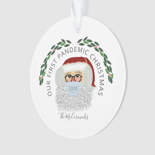 Funny Santa Wearing Face Mask Covid Personalized Ornament (voorkant)