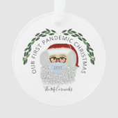 Funny Santa Wearing Face Mask Covid Personalized Ornament (voorkant)