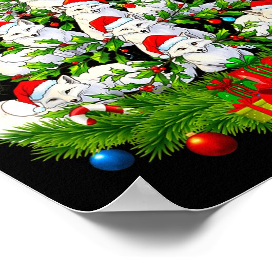 Funny Santa Xmas Arctic Fox Christmas Tree  Poster (Hoek)