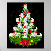Funny Santa Xmas Arctic Fox Christmas Tree  Poster (Voorkant)